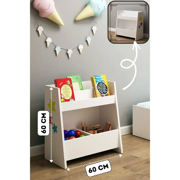 Pikas Montessori Classic 60 cm White Suntalam Bookcase 1 Shelf Kids' Furniture Multipurpose 30 cm - Image 6
