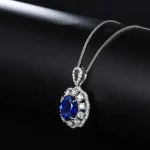 Diana Style S925 Cultivated Sapphire & Paraiba Necklace Set - Image 3