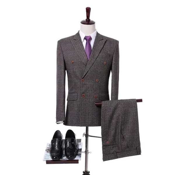 Business Suits Gray Men Woolen Full Sleeve 2 Pieces Suit Men's Business Suit Double Breasted - Image 5