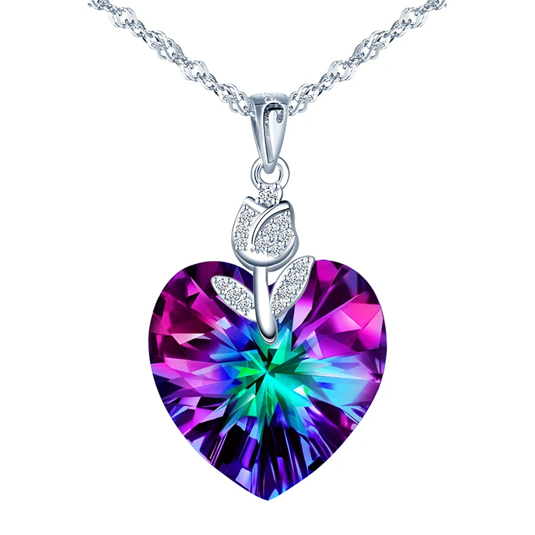 H08bc6d3b825b48e8a848c23ec85ab638l.webp Korean Style S925 Silver Rose Heart Crystal Necklace - Image 1