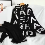 Boutique Wholesale 2026 Autumn Letter Jacquard Knitted Sweater Set Wide Leg Pants With Scarves Women's Set - Image 3