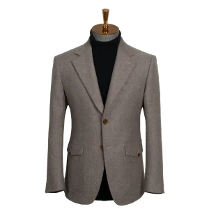 HARCHOY Classic High End off the Shelf blazer Man Suit for Men Flat Lapel Single Breasted Tweed Wool Slim Grey Suit for Men Suit
