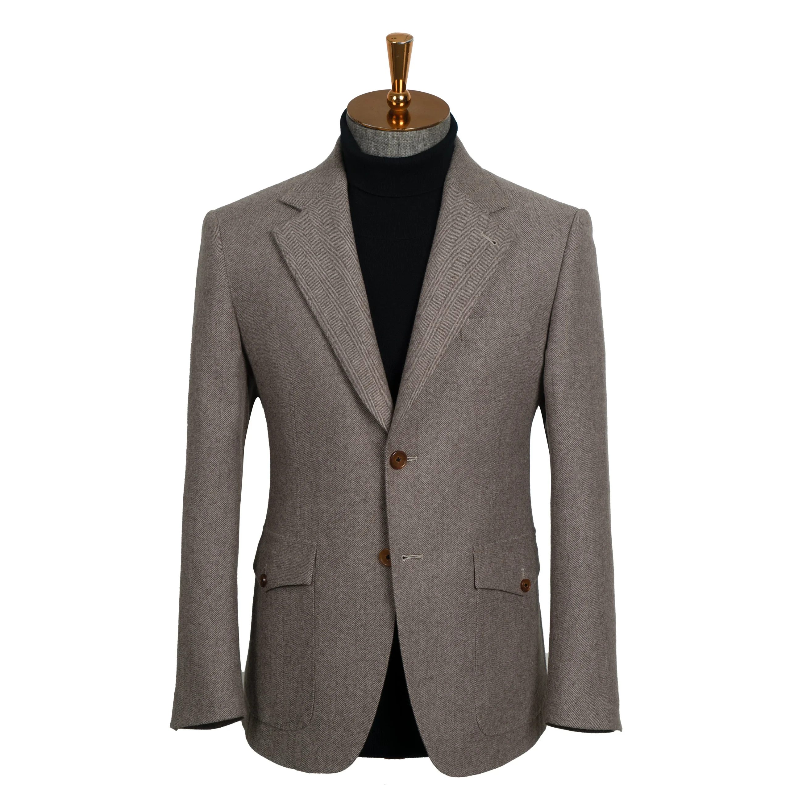 H12e08b682d7b40a7940bca0af9901e65H.webp HARCHOY Classic High End off the Shelf blazer Man Suit for Men Flat Lapel Single Breasted Tweed Wool Slim Grey Suit for Men Suit - Image 1