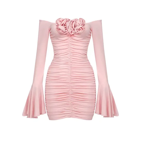 LS2386 Kimshein Fashion Womens Fashion Streetwear Dress Long Sleeve Flower Dress Sexy Women Dresses Clothing - Image 7