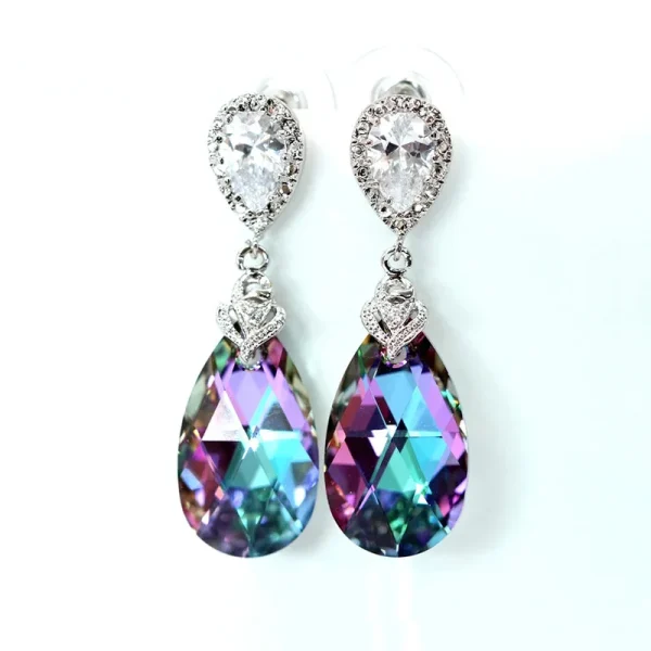 E1180 Rainbow Quartz Water Drop Earrings - Image 4