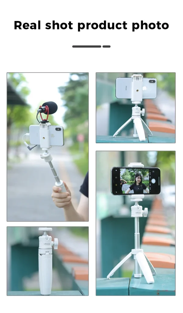 Ulanzi MT-08 Mini Tripod White Color Foldable Tripod Monopod  Mount 1/4'' Tripod Universal for DSLR Android iPhone Smartphone - Image 24