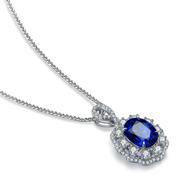 Diana Style S925 Cultivated Sapphire & Paraiba Necklace Set - Image 7