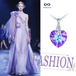 Korean Style S925 Silver Rose Heart Crystal Necklace - Image 5