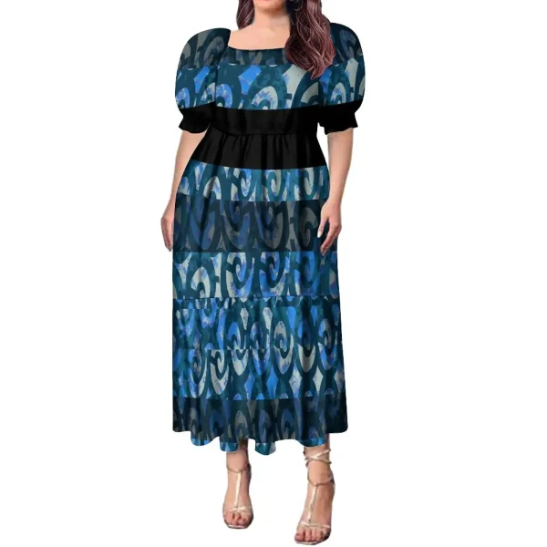 High Quality Hawaiian Tropical Style Design Women's Bubble Sleeve Dress Polynesian Plus Size Women Clothing TE PA Casual Dresses - Image 38