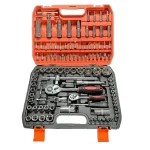 108pcs Chrome Vanadium Steel Manual Tool Kit Including Durable Non-Battery Metric Ratchet Socket Wrench Automotive Mechanical