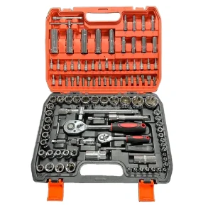 108pcs Chrome Vanadium Steel Manual Tool Kit Including Durable Non-Battery Metric Ratchet Socket Wrench Automotive Mechanical