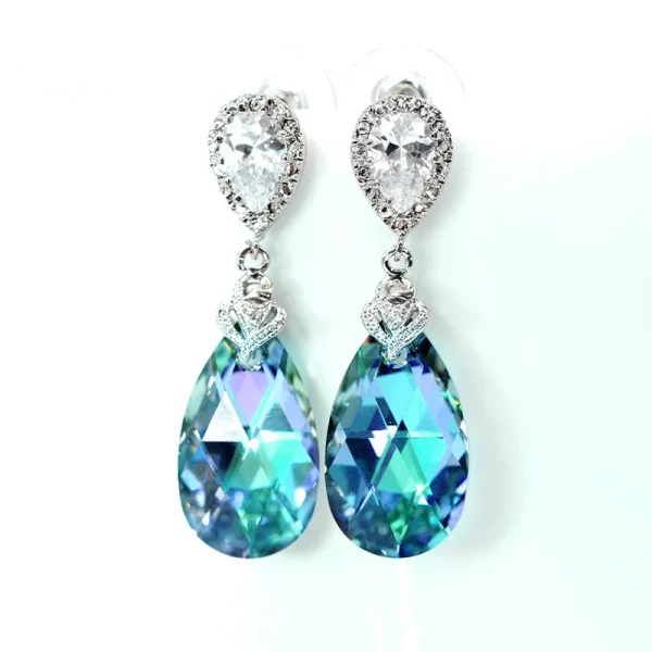 E1180 Rainbow Quartz Water Drop Earrings - Image 6
