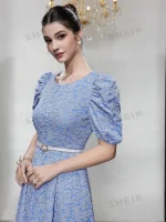 3D Textured Woven Weaved Jacquard Fabric With Floral Raised Design Embossed Pattern for Children Wear Women Dresses Clothings - Image 2