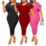 Beaded ruffle evening gown