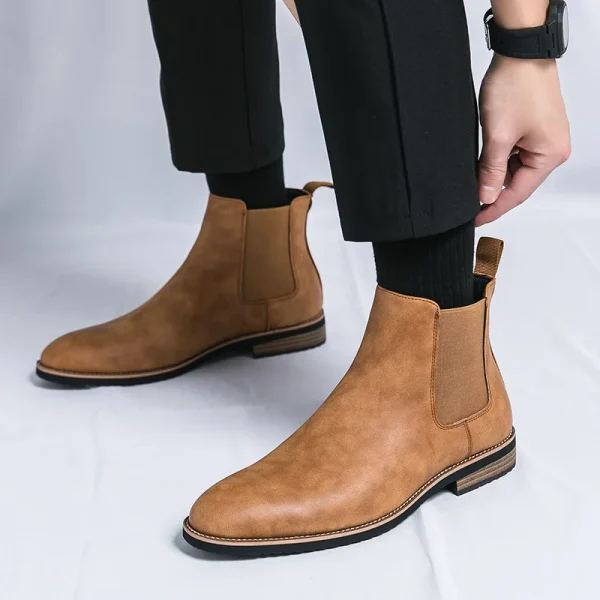 Men's British Style Retro Leather Chelsea Boots - Image 5