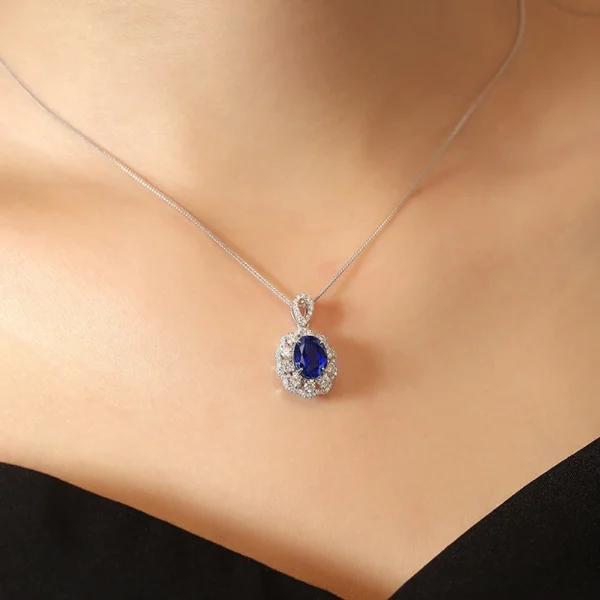 Diana Style S925 Cultivated Sapphire & Paraiba Necklace Set - Image 6