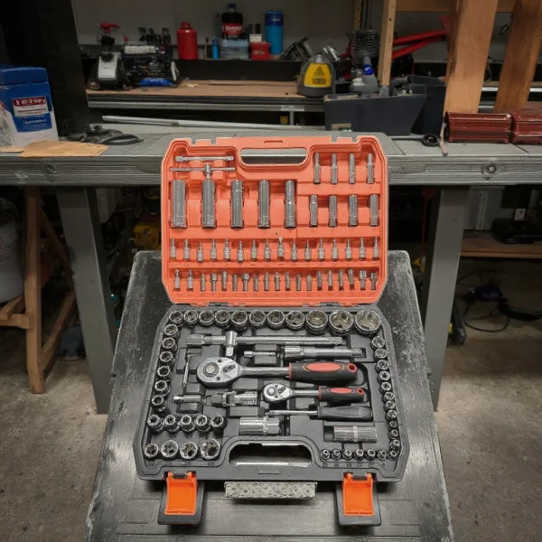 108pcs Chrome Vanadium Steel Manual Tool Kit Including Durable Non-Battery Metric Ratchet Socket Wrench Automotive Mechanical - Image 6