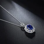 Diana Style S925 Cultivated Sapphire & Paraiba Necklace Set - Image 4