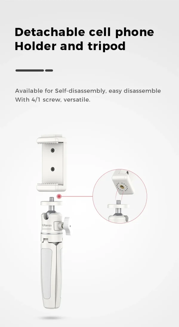 Ulanzi MT-08 Mini Tripod White Color Foldable Tripod Monopod  Mount 1/4'' Tripod Universal for DSLR Android iPhone Smartphone - Image 20