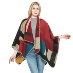Customized Logo Winter Women Poncho Monogram Blanket Cashmere Wool Personalized Scarf Plaid Ponchos Cape - Image 5