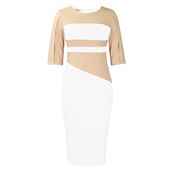 2024 New Europe Africa Women Dresses Half Sleeve O-neck Lady Office Elegant Fashion Patchwork Pencil Midi Long Dress - Image 10