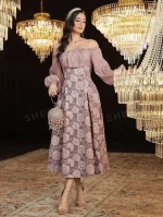 Wholesale Stocklot Cheap Price Factory Direct Hotsale Woven Polyester Floral Jacquard in Stock Fabric for Making Women Dresses - Image 2