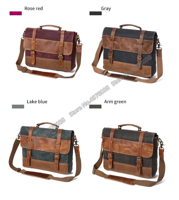 Canvas Messenger Bag for Men - Image 17