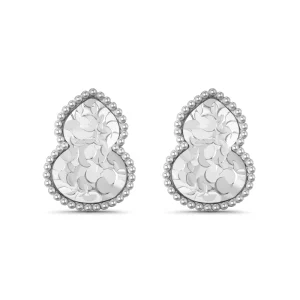 Dylam Fashion Design Rhodium 22K Gold Plated 925 Sterling Silver Gourd Shape Stud Earrings for Women Dress up Fine Jewelry