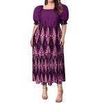 High Quality Hawaiian Tropical Style Design Women's Bubble Sleeve Dress Polynesian Plus Size Women Clothing TE PA Casual Dresses - Image 2