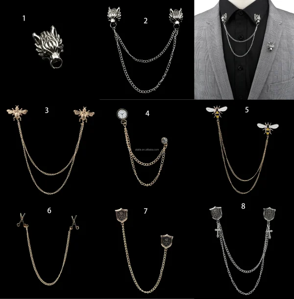 Man Suit Shirt Collar Lapel Pin Brooch Dragon Badge Retro Pins Wedding Dress Party - Image 2