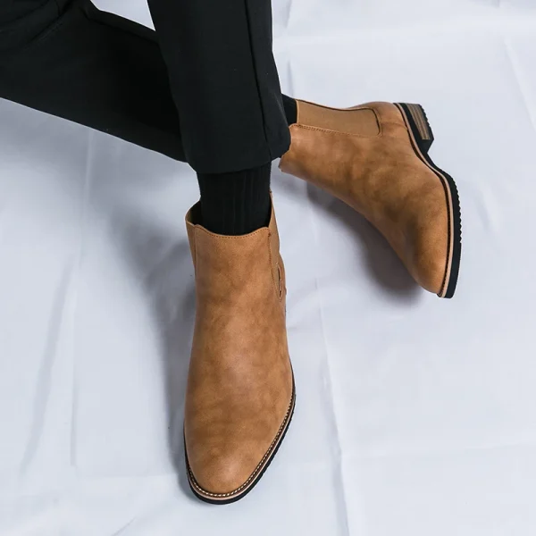 Men's British Style Retro Leather Chelsea Boots - Image 8