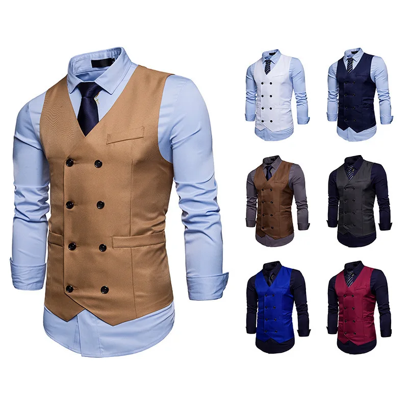 H7e3be3ca5a6142e8b281949e0f3f444bh.webp Double-Breasted Slim Fit Waistcoats - Image 1