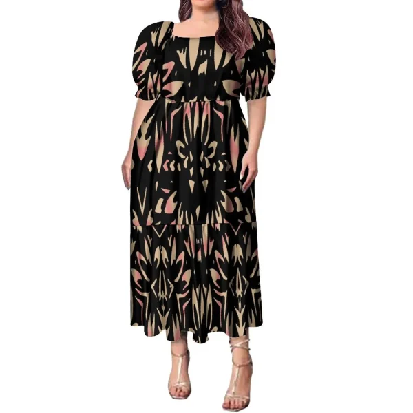 High Quality Hawaiian Tropical Style Design Women's Bubble Sleeve Dress Polynesian Plus Size Women Clothing TE PA Casual Dresses - Image 3