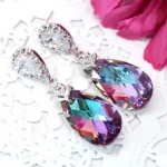 E1180 Rainbow Quartz Water Drop Earrings - Image 5