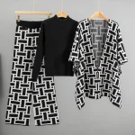Women's Casual Style Autumn Breathable Polyester/Nylon Sweater Set Geometric Pattern High-End Shawl Design New Fashionable - Image 4