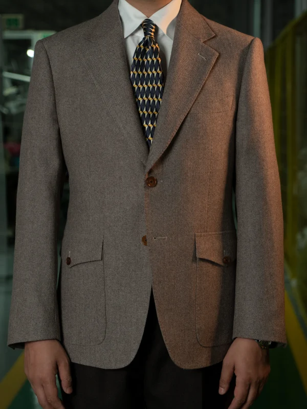 HARCHOY Classic High End off the Shelf blazer Man Suit for Men Flat Lapel Single Breasted Tweed Wool Slim Grey Suit for Men Suit - Image 6