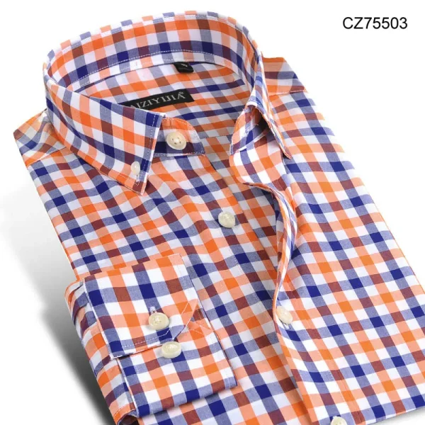 slim fit plaid cotton shirt - Image 26