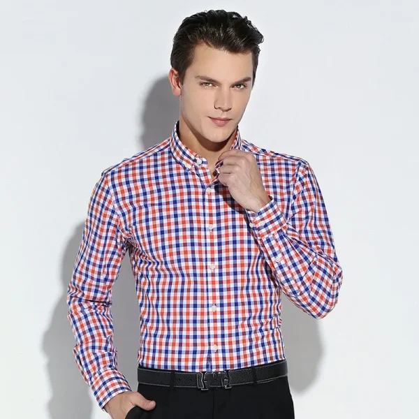 slim fit plaid cotton shirt - Image 19