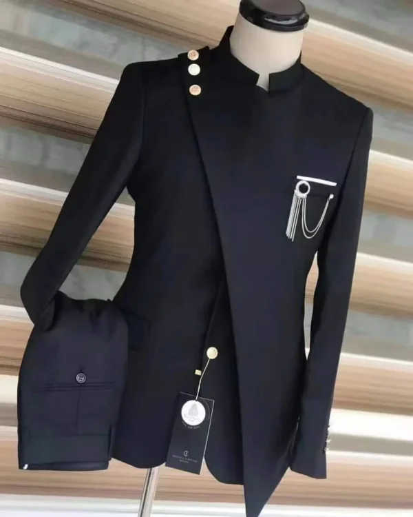 Men's Slim-Fit Navy Blue Wedding Tuxedo (MS108) - Image 8