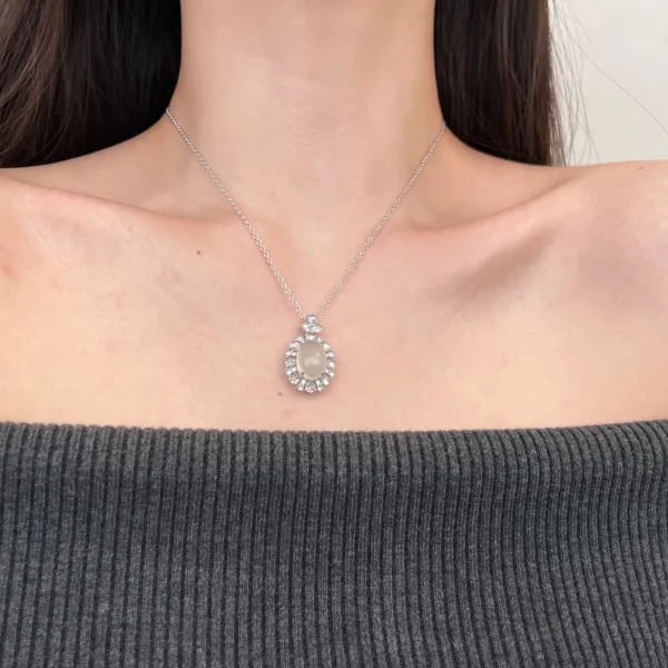 Dylam Top High Fine Jewelry Supplier 925 Sterling Silver 5A Cubic Zirconia White Chalcedony Pendant Necklace for Women Dress up - Image 4