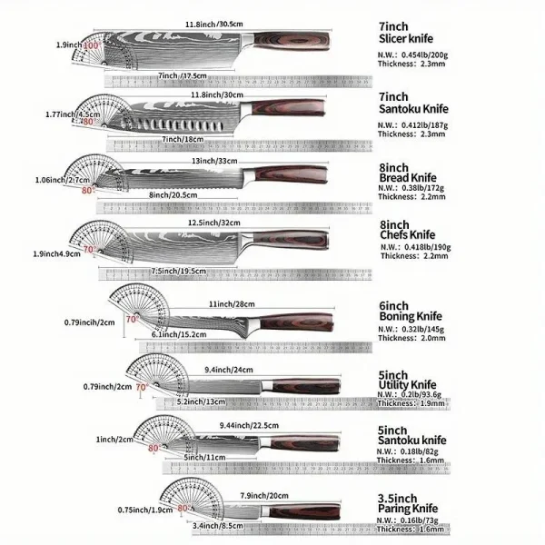 Japanese Style 8 PCS Kitchen Knife Set - Image 6