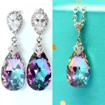 E1180 Rainbow Quartz Water Drop Earrings - Image 3