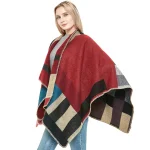 Customized Logo Winter Women Poncho Monogram Blanket Cashmere Wool Personalized Scarf Plaid Ponchos Cape - Image 3