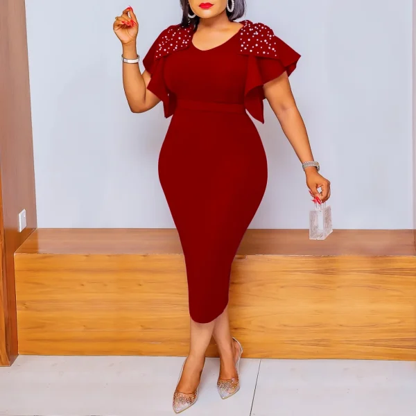 Beaded ruffle evening gown - Image 2