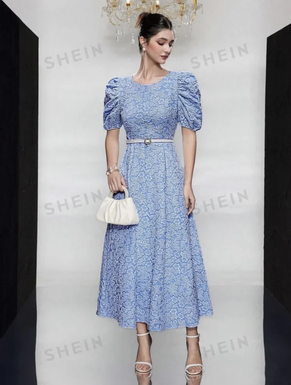 3D Textured Woven Weaved Jacquard Fabric With Floral Raised Design Embossed Pattern for Children Wear Women Dresses Clothings - Image 6