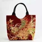 Ethnic Style Sequins Tote Bag, Peacock Embroidery Handbags, Vintage Canvas Crossbody Bag - Image 8
