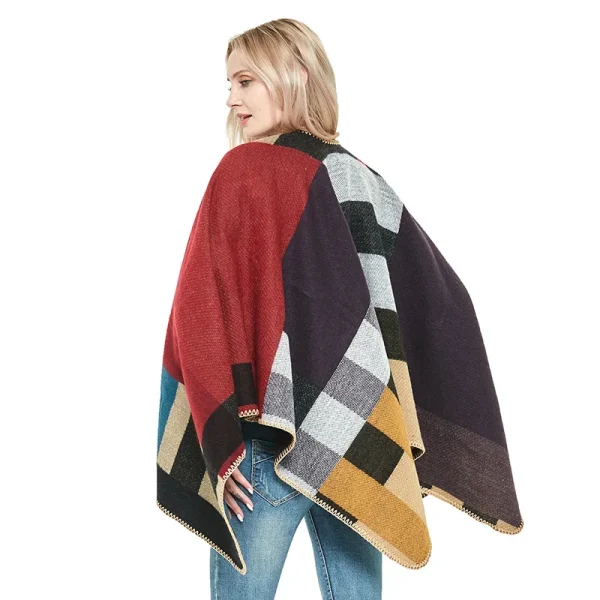 Customized Logo Winter Women Poncho Monogram Blanket Cashmere Wool Personalized Scarf Plaid Ponchos Cape - Image 4