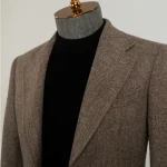 HARCHOY Brown Single Breasted Flat Lapel Collar 100 Wool Tailored Suit Turkey Suit for Men blazer Man Suit Wholesale - Image 2