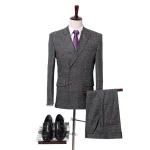 Business Suits Gray Men Woolen Full Sleeve 2 Pieces Suit Men's Business Suit Double Breasted