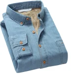 Jeans Shirt Men Warm Fleece Lined - Image 7